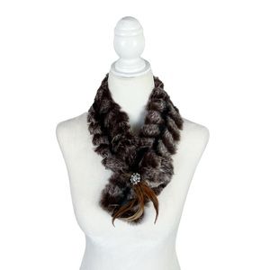 Mitchies Vintage Brown Rabbit Fur Broach Neck Wrap Scarf